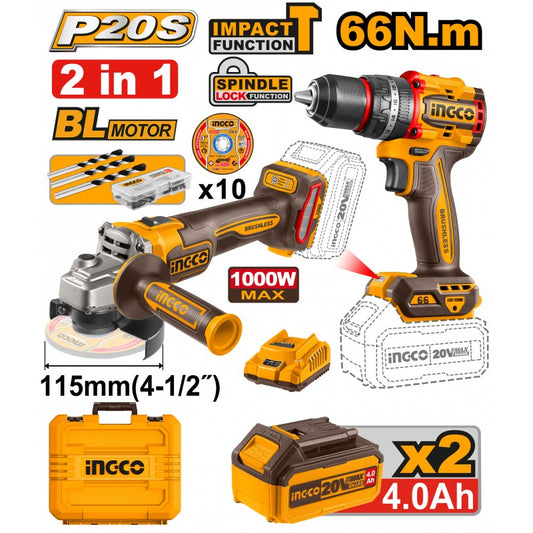 SMERIGLIATRICE ANGOLARE CAGLI27153E + TRAPANO A BATTERIA COMPACT BRUSHLESS CIDLI206681